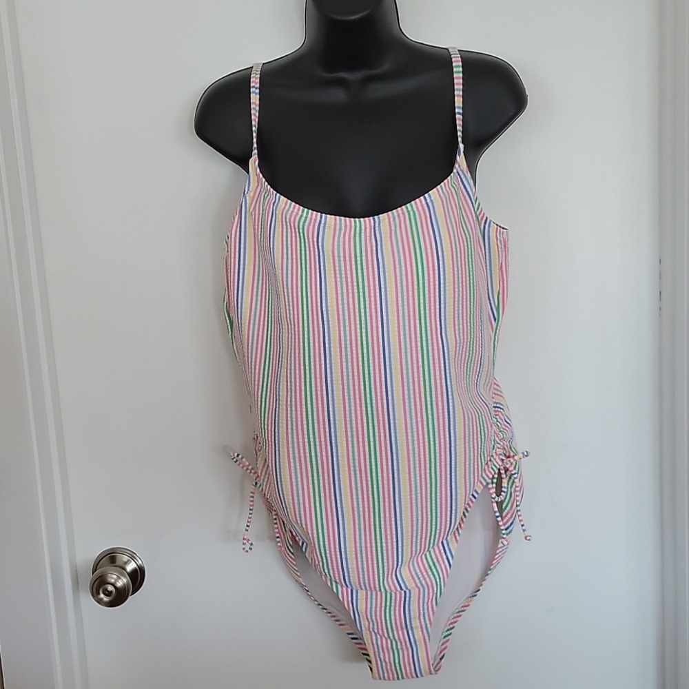 J. CREW SEERSUCKER ONE PIECE SWIMSUIT